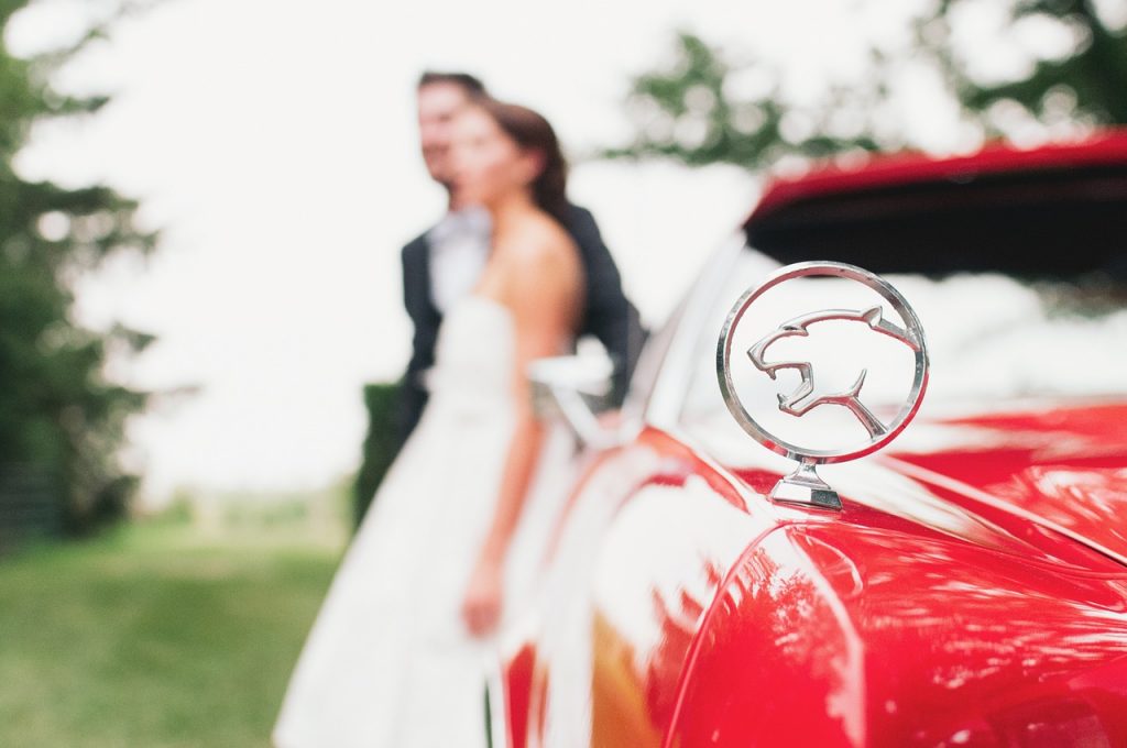 jaguar, wedding, bride